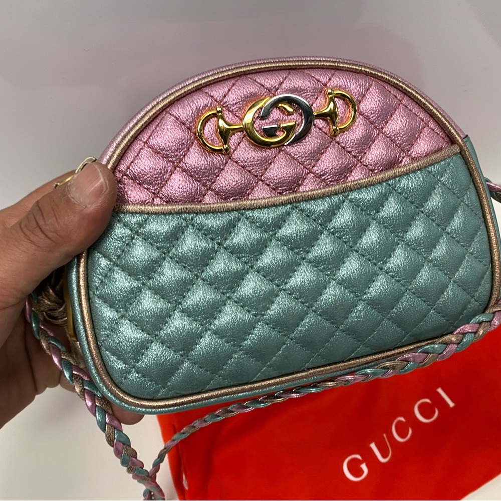 NWT Gucci Trapuntata Colorblock Metallic Leather quilted Mini Bag crossbody - Picture 7 of 16